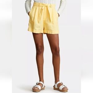 Polo Ralph Lauren Womens Shorts Size 10 Yellow Linen Relaxed Fit Roll Cuffs New